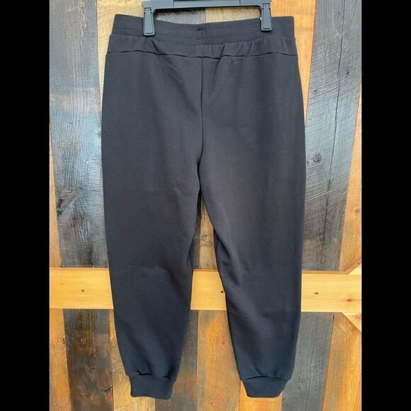 New with tags Puma Refined Elevated Logo Tape Sweatpants,black/puma white size L - Picture 2 of 9